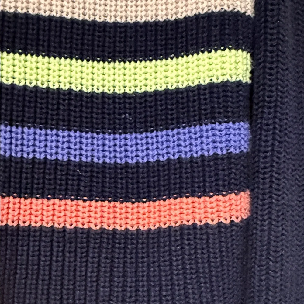 Gap Baby Striped Navy Crewneck Sweater with Multicolor Bands 100% cotton 3T